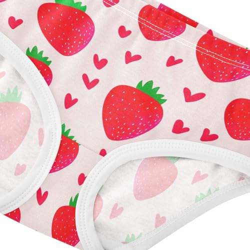 Joisal Red Strawberries Hearts Pink Girl Panties Cute Girls Underwear Toddler Cotton Artistic Briefs Undies Kids 2t4