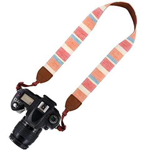 Wolven Pattern Canvas Camera Neck Shoulder Strap Belt Compatible with All DSLR/SLR/Men/Women etc, (Pink Owl) - Thumbnail 2