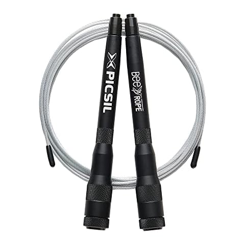 PICSIL Bee Rope - Aluminum Rope The only self-adjusting rope in the world, very light and extremely fast. Speed Rope, Double Dutch Jump Rope Double Unders, Cross Training, Boxing, Fitness (Black) Cover