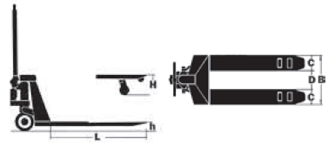 TRANSPALLET MANUALE PORTATA KG 2500 FORCHE LUNGHE LTF 059500010IN