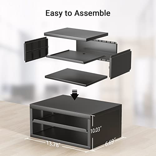 Ameriergo Printer Stand, Desktop Printer Stand, Printer Stand With Storage, Desktop Stand For Printer With Anti - Skid Pads, Desk Organizer For Office & Home, Black #TOP4