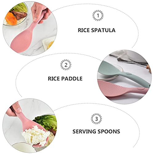 Rice Cooker Spoon Rice Spoon Silicone Rice Paddle Sushi Spoon Non Stick Rice Cooker Spatula Serving Scoop For Home Kitchen Tools (Pink) Non- Stick Rice Paddle #TOP1