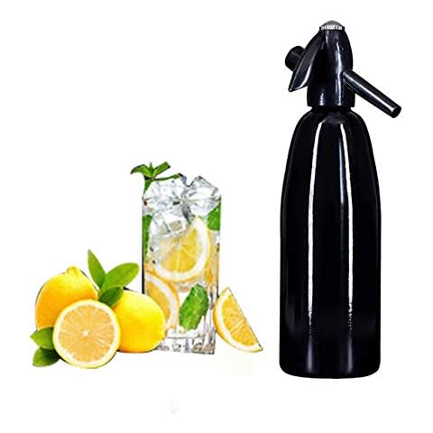 1L Soda Siphon Bottle,Making Carbonated Soda Sparking Water for Juice Drinks Cocktail,Black Cover