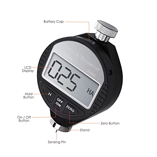 Image of Rubber Hardness Tester, Shore Type A Hardness Tester Digital Durometer 0~100HA Portable Surface Hardness Tester with Large LCD Display for Tire, Plastic, Leather, Wax