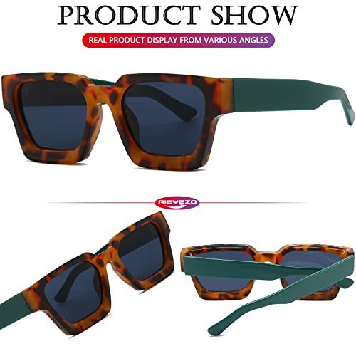 Image of AIEYEZO Square Sunglasses for Women Men Square Thick Frame Sun Glasses Simple Designer Style Shades