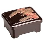 J-kitchens 耐熱 食洗機対応 鰻重箱 福丸 丼重 内隅丸 梨地老松内朱（蓋親） 耐熱 食洗機対応 鰻重箱 ABS樹脂製 16.4x13.2x8cm 日本製