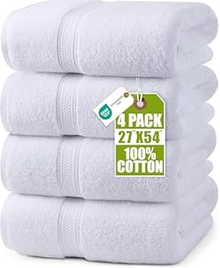 Utopia Towels - Badhanddoekenset, 4-pack - Premium 100% Ring Spun Cotton - Snel droog, zeer absorberend, zacht aanvoelende handdoeken, perfect voor dagelijks gebruik, 69 x 137 cm (Wit)