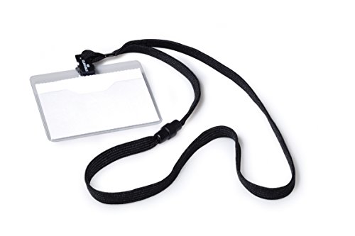 Durable 813901 Pochette Porte-badge Universel avec Lacet Textile Noir Format 60 x 90 mm Plastique Résistant Transparent Boîte de 10