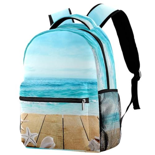 Sac à dos d'école mixte motifs coquillages multicolores pour ados