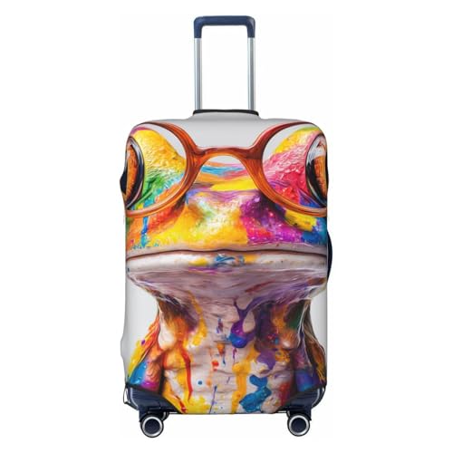 Frog With Glasses Elastic Travel Luggage Covers Dustproof Scratch-Resistant Suitcase Protector Fit 22-24 Inch