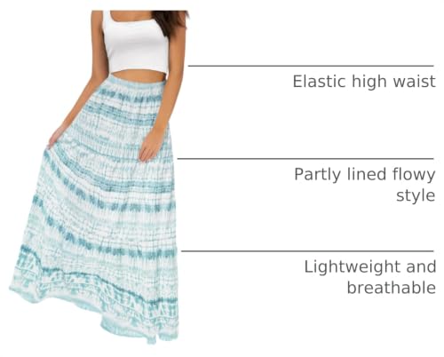 Image of Annebouti Womens Spring Summer Boho Elastic Long Skirts High Waist Pleated A Line Tiered White or Black Maxi Skirt