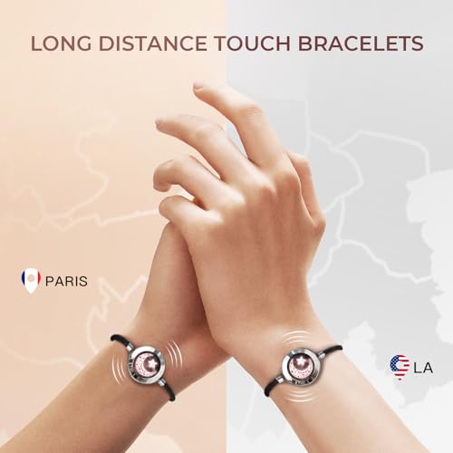 Image of Long Range Touch Bracelets, Light Up & Vibration for Love - Couple Couples Bracelets Long Distance Relationship Gifts for Girlfriend, Mother-Daughter, Sisters, Women's Fashion Smart Jewelry, Bluetooth