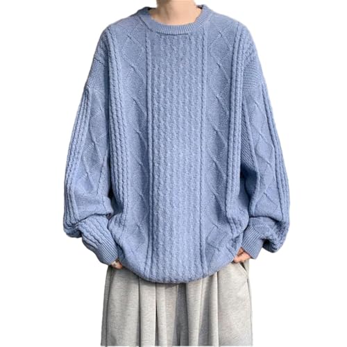 O-Neck Sweater Men Loose Knit Sweater Pullovers Solid Color Knitted Long Sleeves Mens Pullovers