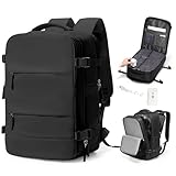 bergsalz Mochila Viaje Al Vacio Con Bomba Mochila Viaje Cabina Avion 45x36x20 Ryanair Grande Compresion Al Vacio Equipaje De Mano Hombre Mujer Negro