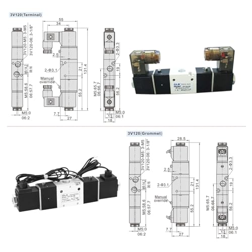 Électrovanne pneumatique 3/2 voies 3V120 usinage de précision normalement fermée - 8