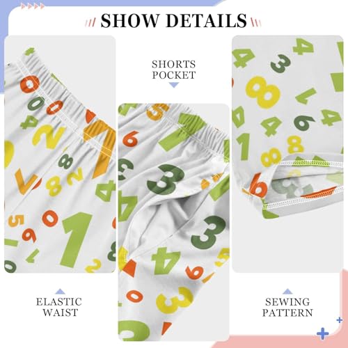 ZZXXB Colorful Number Boys Long Pants Soft Trousers Elastic Waist Kids Lounge Bottoms with Pockets S-XL4