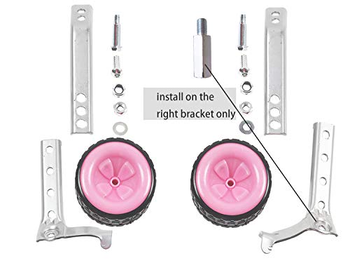 MOSHAY Roll Over Image to Zoom in Bicycle Training Wheels Fits 16 18 20 22 24 inch Kids Variable Bike (Pink) - Thumbnail 2