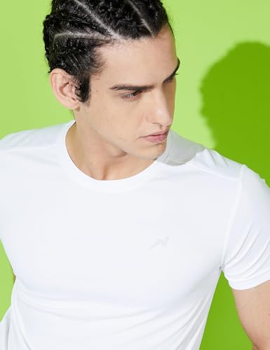Image of Amazon Brand - Symbol Men's Active Regular Fit Sports T-Shirt (White + Neon M) (Combo Pack of 2)
