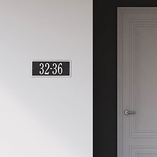 Whitehall Personalized Cast Metal Address Plaque - Small Hartford Custom House Number Sign - 10.5" X 4.25" - Allows Special Characters - Black/White #TOP2