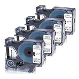 4 Pack Compatible DYMO D1 Label Cassette 45013 S0720530 Label Maker Tape Black on White 1/2 Inch x 23 Feet