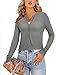 ULTRANICE Women's Cropped Cardigans Casual Long Sleeve Button Down Open Front Lightweight Sweaters(Gray,M)