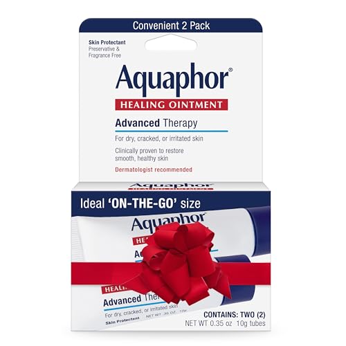 Image of Aquaphor Healing Ointment Advanced Therapy Skin Protectant, Dry Skin Body Moisturizer, Holiday Gifts for Self Care, 0.35 Oz Tube, Pack of 2