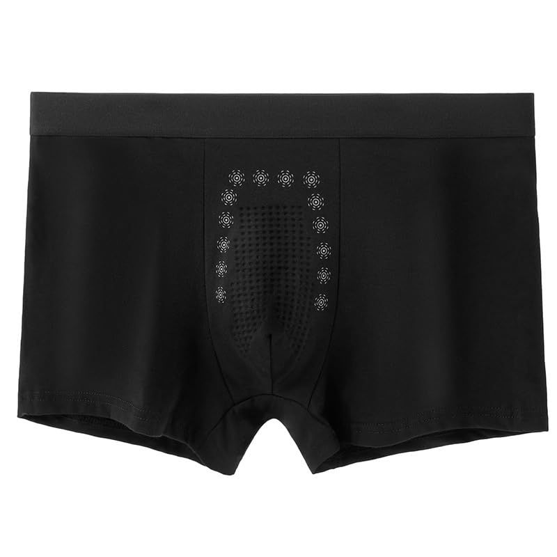 Men's Cotton Boxer Briefs Loose Fit Underwear, Black, L