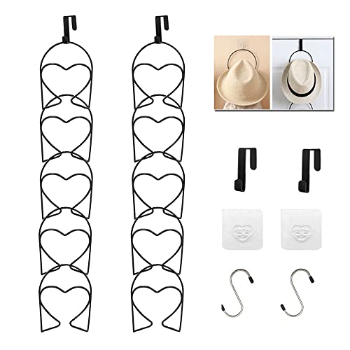 LINFIDITE Soporte para gorra, 10 unidades, para armario, puerta, sombrero, bastidor, ajustable, para bufandas, bolsos, toallas, corbatas con gancho para colgar, color negro Cover