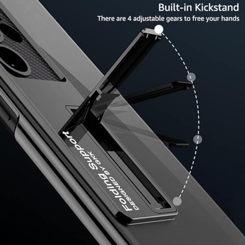 Image of TechTrendz for Samsung Galaxy S25 Ultra Back Cover with Stand, Electroplating Phone Case Clear Hard PC Kickstand Shockproof Cover for Galaxy S25 Ultra Camera Protection Cover (Transparent, Black)