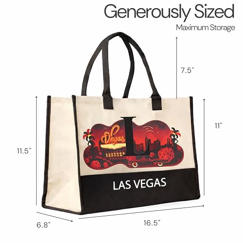 Image of Salt Earth Cotton Canvas Tote Bag - Alcatraz Island Landmark Design with Custom Initial, Durable Shoulder Bag for Women