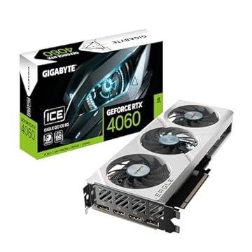 Gigabyte Placa gráfica GeForce RTX 4060 Eagle OC ICE 8G - 8 GB GDDR6, 128 bits, PCI-E 4.0, 2505 MHz Core Clock, 2 DisplayPort 1.4a, 2 x HDMI 2.1a, NVIDIA DLSS 3, GV-N4060EAGLEOC ICE-8GD