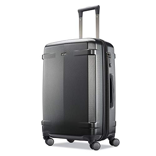 Hartmann Century Deluxe Hardside Expandable Medium Checked Luggage with Spinner Wheels, Black/Gunmetal