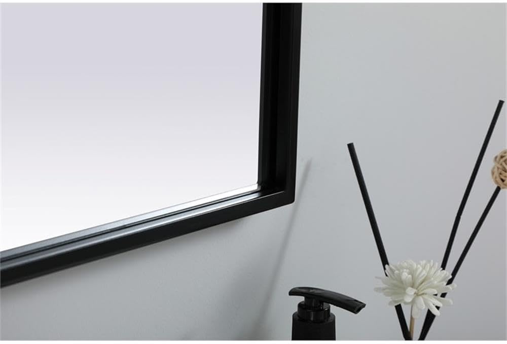 Pemberly Row Arch Wall Mirror, 22x36 Inch, MDF Wood/Iron Frame, Black Finish, Sleek Minimalist Design, Vertical Hanging Orientation, Perfect for Bedroom, Bathroom, Living Room, Entryway Decor