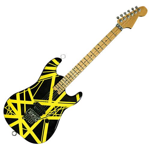 Réplique guitare EVH noir et jaune miniature de collection pour fan