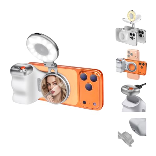 Fun Shot Poignée pour smartphone et lampe à selfie magnétique C03, poignée d'appareil photo de téléphone avec charge USB-C amovible, télécommande...