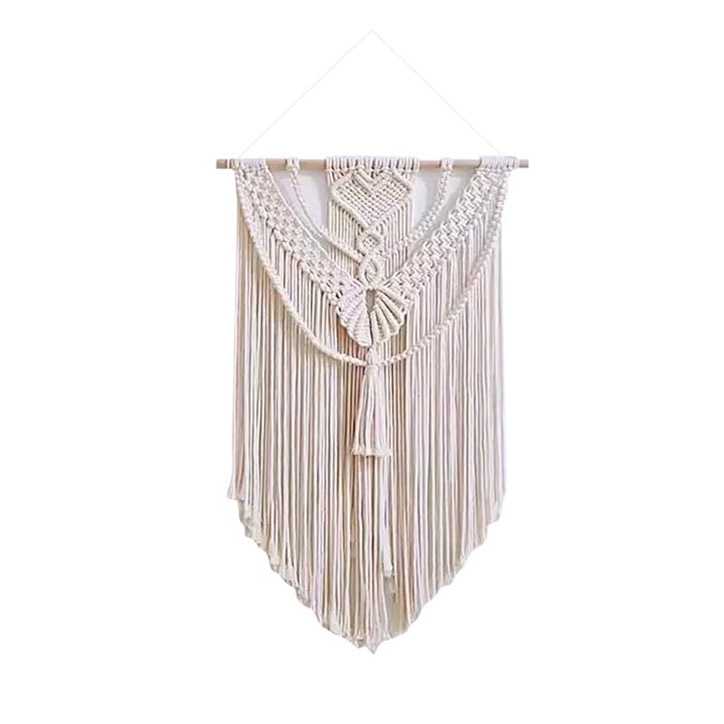 Tapisserie murale tissée bohème avec pompons pour déco de chambre