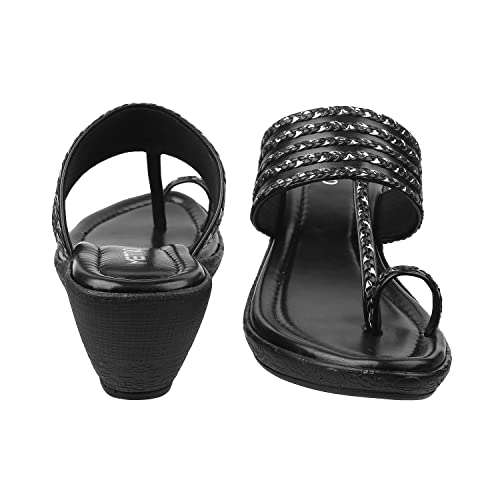 Metro Women Embellished Toe Ring Wedge Heel Ethnic Fashion Sandals - Image 5
