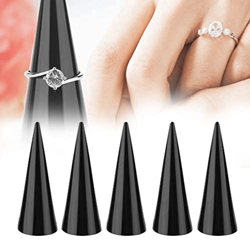 TMISHION Ring Finger Display, Support for Ring 5pcs Single Finger Ring Showcase Stand Display Stand Jewelry Rings Organizer(Black)