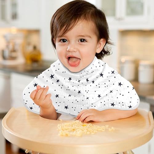 Muslin Baby Burp Cloths, Black Stars Pattern Muslin Washcloths Baby Bibs Rags Comfy Soft Absorbent in for Newborn Boys and Girls 1 Piece 22 x 11 Inch4