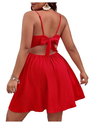 Image of Floerns Women's Plus Size Cut Out Twist Front Sleeveless Flare Hem Cami Dress
