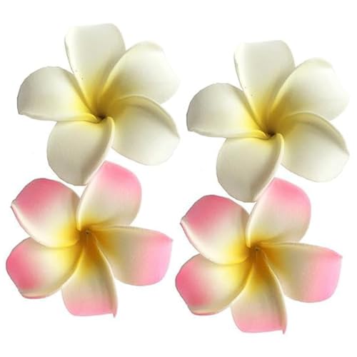 4 Piezas Clips para el Cabello con Flores Blanco y Rosa miniatura 1