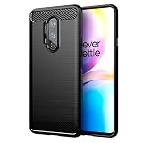 Max Power Digital Cover per OnePlus 8 Pro Protettiva Case Custodia in Morbida Silicone Resistente Fibra di Carbonio Antiurto Anti-Graffio Nero [Supporta Ricarica Wireless]