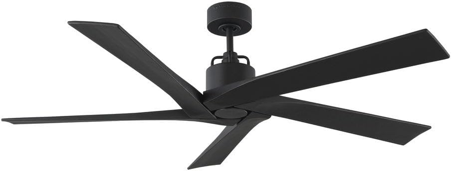 Monte Carlo 5ASPR56MBK Aspen 56" Outdoor Damp Ceiling Fan with Remote Control, 5 Blades, Midnight Black