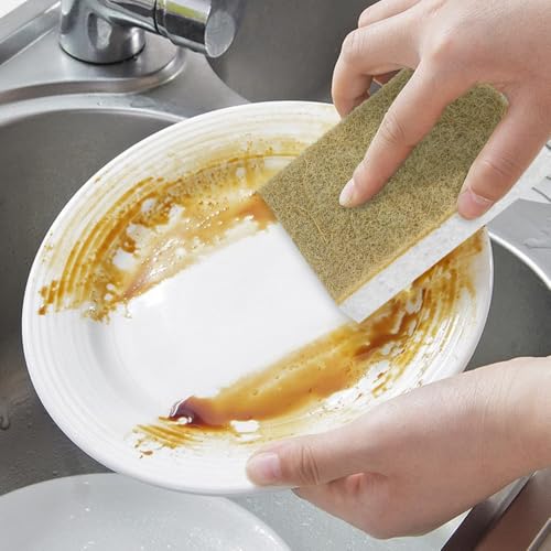 Image of Natural Kitchen Sponge Compostable Kitchen Sponges Cellulose and Coconut Scrubber Abrasive Scrubbing Pads SmilePowo Environmentally Friendly Sponge for Dishes (12 Pack)