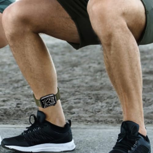 Image of Ankle /Arm Band Compatible with Apple Watch 49mm 46mm 45mm 44mm 42mm 41mm 40mm 38mm, Breathable Nylon Armband for IWatch SE Ultra Series 10 9 8 7 6 5 4 3 2 1, Stretchy Ankle Strap for Women Men