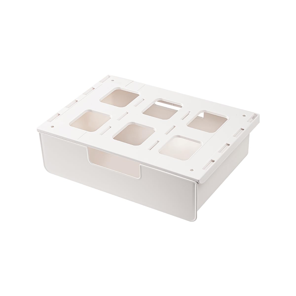 Boîte de rangement autocollante sous meuble pour bureau, école, cuisine (blanc)