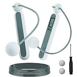 Lotvic Springseil, Springseil mit Zähler, Springseil mit Kugellager, Speed Rope Springseil mit Kalorienzähler, Seilspringen Fitness Länge Einstellbar, für Männer, Frauen, Kinder, Fitnessübungen (Blue)