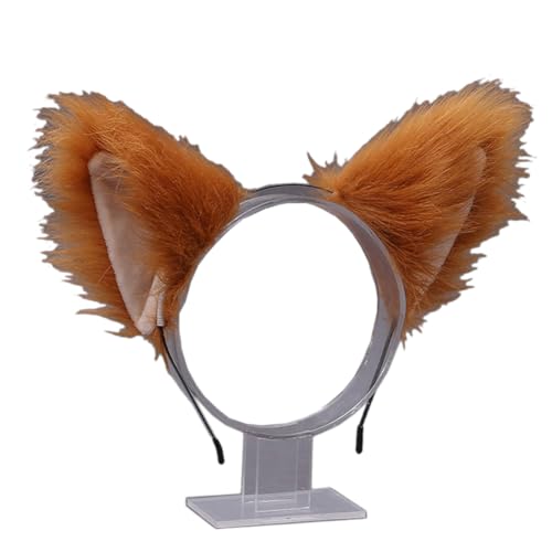 lasenersm 1 Piece Cute Anime Cosplay Headband with Cat Fox Ear Design - Long Fur Ears, Camel-Tone for Cosplay, Halloween Party