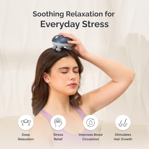 Image of Cult Aura Head Massager with Red Light Therapy | Silicone Heads with 4 Extra Attachments for Stress Relief & Relaxation