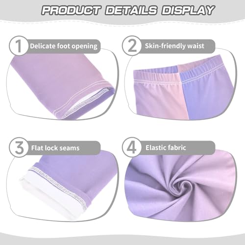 DOMIKING Light Purple Gradient Girl's Leggings Pants Kids' Yoga Pants Stretchy Workout Bottoms 4 Years3